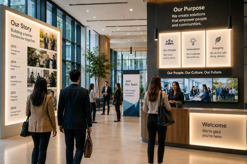 office lobby during a recruitment event